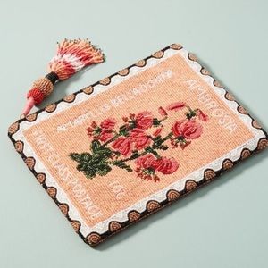 Anthropologie Beaded Postage Stamp Bag